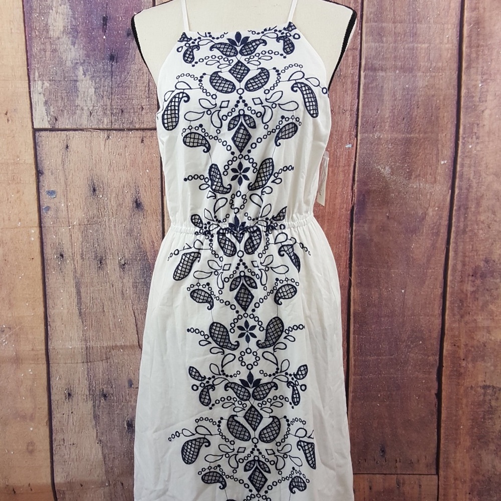 Maison Jules White Embroidered Sleeveless Dress